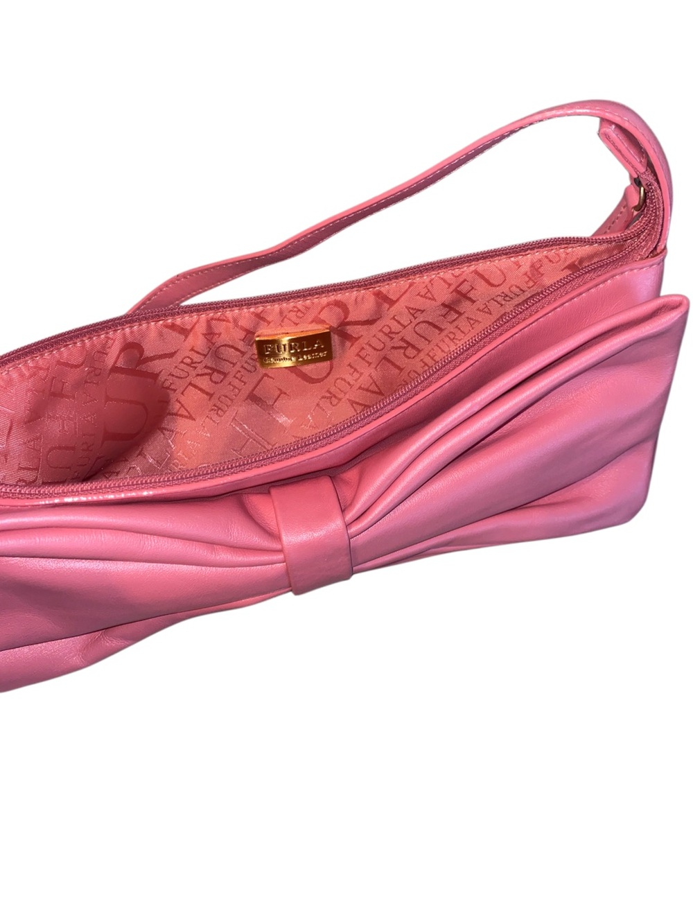 Furla Y2K Genuine Leather Baguette Bow Shoulder Bag - Picture 5 of 7